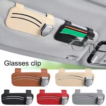 Автомобильный держатель для очков Премиум с двойным слотом. Экономия места. Зажим для солнцезащитных очков. Автомобильный солнцезащитный козырек. Держатель для визитных карточек и DVD. Автомобильный держатель для очков. Автомобильные аксессуары. чёрный