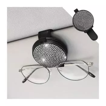 Автомобильный держатель для очков с бриллиантовыми вставками, салон автомобиля с держателем для очков с бриллиантами, автомобильный держатель для очков, двойной зажим, место для хранения карт с горячим тиснением в автомобиле