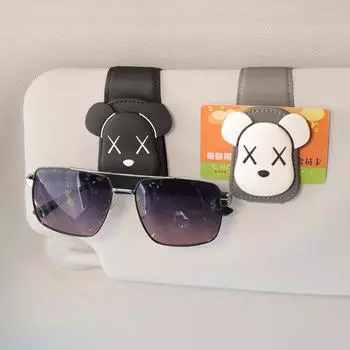 Автомобильный держатель для очков, универсальный солнцезащитный козырек, зажим для солнцезащитных очков, органайзер, держатель для карточек, билетов, крепление, пенал, очки, автомобильные аксессуары чёрный