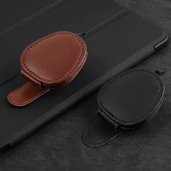 Автомобильный держатель для очков, универсальный автомобильный козырек, держатель для солнцезащитных очков, кожаная вешалка для очков и зажим для билетной карты для автомобиля бежевый