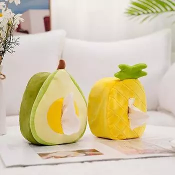 Автомобильный держатель для салфеток, милый удобный моющийся автомобильный салфеточный чехол, мультяшная милая фруктовая плюшевая коробка для салфеток, автомобильный держатель для салфеток для автомобиля Avocado