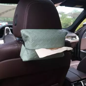 Автомобильный держатель для салфеток на заднее сиденье автомобиля, подголовник на заднем сиденье автомобиля, коробки для салфеток, дорожный диспенсер для салфеток, коробка из искусственной кожи, портативная для хранения в зелёный