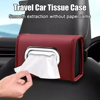 Автомобильный держатель для салфеток с широкими металлическими ящиками, конструкция в виде ракушки, простая установка на спинку сиденья автомобиля, органайзер для хранения салфеток чёрный