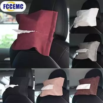 Автомобильный держатель для салфеток, замшевый подлокотник, спинка сиденья, центральная консоль, скрытая сумка для хранения салфеток для Tesla Model 3 Y коричневый