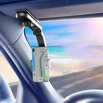 Автомобильный держатель для солнцезащитного козырька, держатель для телефона, многофункциональный вращающийся на 360 градусов держатель для мобильного телефона на солнцезащитный козырек для iPhone/Samsung/Android чёрный