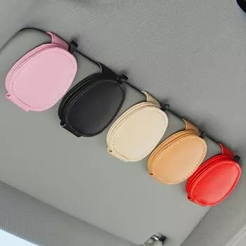 Автомобильный держатель для солнцезащитных очков, многофункциональный портативный магнитный зажим, кожаный держатель для очков, аксессуары для салона автомобиля чёрный