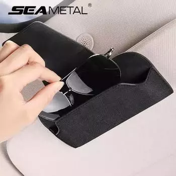 Автомобильный держатель для солнцезащитных очков SEAMETAL, портативный чехол для автомобильных очков, чехол для автомобильных очков, солнцезащитный козырек для хранения Leather серый