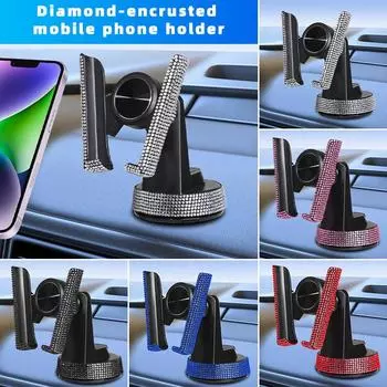 Автомобильный держатель для сотового телефона с алмазным кристаллом, присоска V-образного типа, поддержка гравитации телефона, автоматический зажим, навигация, специальный кронштейн красный