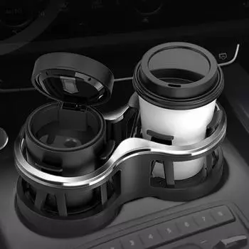 Автомобильный держатель для стакана 2 в 1 с двумя отверстиями для бутылок с водой, универсальный автомобильный держатель для напитков с регулируемым основанием, устойчивый к сотрясениям, автомобильные органайзеры чёрный