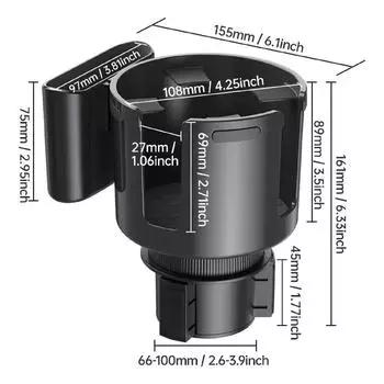 Автомобильный держатель для стакана, расширитель, адаптер для подстаканника, многоцелевой автомобильный салон, расширяемый органайзер, аксессуары для хранения с держателем для телефона чёрный