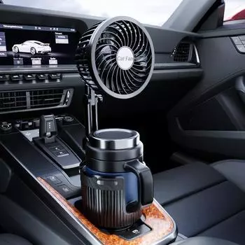 Автомобильный держатель для стакана с 4-дюймовым вентилятором охлаждения воздуха, 2 скорости, вращение на 360°, 2 в 1, автомобильный держатель для стакана, расширитель для бутылок, чашек, напитков