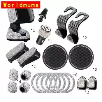 Автомобильный держатель для телефона20 шт./комплект держателей со стразами универсальный автомобильный интерьер крючки набор наклеек розовые блестящие автомобильные аксессуары для женщин красный