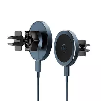 Автомобильный держатель для телефона, 15 Вт, автомобильное крепление, беспроводное зарядное устройство, автомобильная магнитная подставка для беспроводной зарядки чёрный