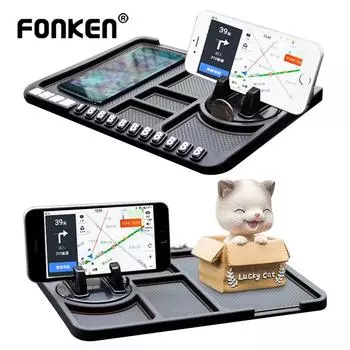 Автомобильный держатель для телефона Fonken, противоскользящий коврик для приборной панели, липкий коврик, GPS, мобильная подставка, парковочный номерной знак, автодек...