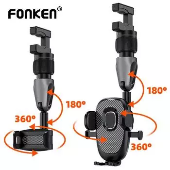 Автомобильный держатель для телефона Fonken, вращающийся на 360 градусов держатель, подвесной кронштейн для зеркала заднего вида, держатель для телефона в автомобиле Style 01 чёрный