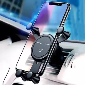 Автомобильный держатель для телефона Gravity для iPhone 15, зажим для вентиляционного отверстия, подставка для мобильного телефона с изображением улыбки и лица, поддержка GPS для Xiaomi, Samsung, Huawei чёрный