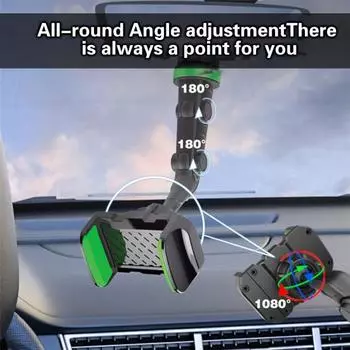 Автомобильный держатель для телефона, крепление на 360 градусов, регулируемое зеркало заднего вида, тяжелый универсальный противоскользящий автомобильный мобильный телефон