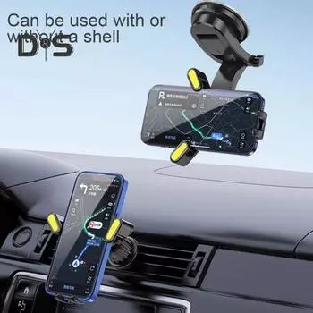 Автомобильный держатель для телефона, крепление на лобовое стекло, приборную панель, крепление на вентиляционное отверстие, управление одной рукой, универсальная автомобильная подставка для мобильного телефона без помощи рук для iPhone чёрный