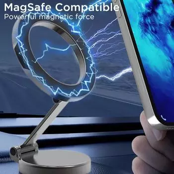 Автомобильный держатель для телефона MagSafe с вращением на 360° для iPhone 12-15 серий и устройств Android Black