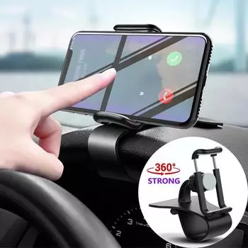 Автомобильный держатель для телефона на 360 градусов, универсальные подставки для смартфонов, автомобильная стойка, поддержка приборной панели, авторучка, фиксированный кронштейн для мобильного телефона чёрный