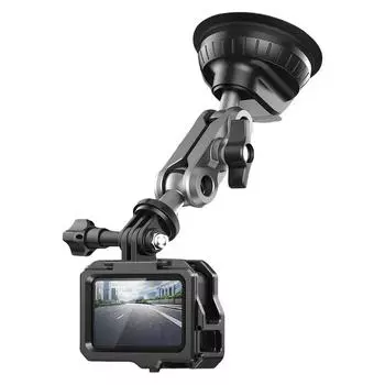 Автомобильный держатель для телефона на присоске, держатель для экшн-камеры на присоске 1/4 дюйма, автомобильное крепление на присоске, регулируемое на 360 градусов для экшн-камеры телефона Insta360 чёрный