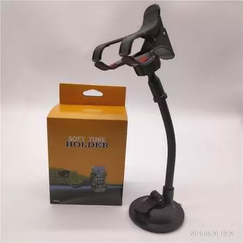 Автомобильный держатель для телефона на присоске с двумя зажимами, гибким шлангом-змейкой и ленивым зажимом snake bracket