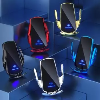 Автомобильный держатель для телефона премиум-класса, беспроводное зарядное устройство, кронштейн для мобильного телефона, индукционное открытие, закрытие, навигация, фиксирующая рамка, автодержатель синий