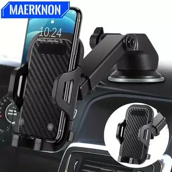 Автомобильный держатель для телефона, регулируемый на 360°, на приборную панель автомобиля, на присоску для лобового стекла, зажим для вентиляции без помощи рук, универсальный кронштейн для поддержки сотового телефона чёрный