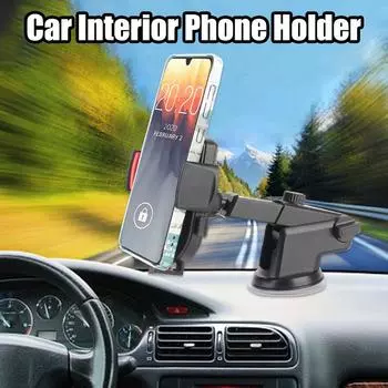 Автомобильный держатель для телефона с поддержкой GPS-навигации, вращающийся на 360 градусов, с присоской для крепления на лобовое стекло, приборную панель, для подставки для мобильного телефона шириной 66-84 мм чёрный
