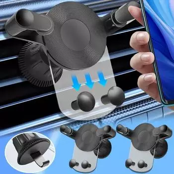Автомобильный держатель для телефона с вращением на 360°, универсальная прозрачная панель, металлический регулируемый крючок, вентиляционные отверстия, гравитационная подставка для телефона