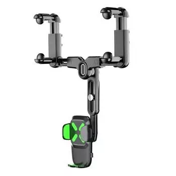 Автомобильный держатель для телефона с зеркалом заднего вида для навигации, селфи, прямой трансляции, многофункциональный выдвижной автомобильный держатель для телефона зелёный