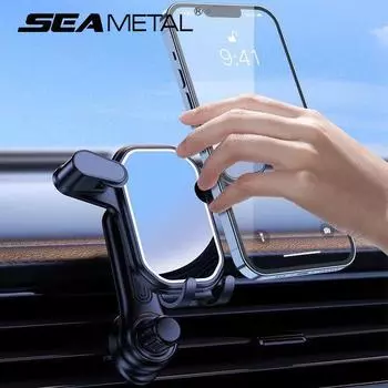 Автомобильный держатель для телефона SEAMETAL, подставка для телефона с вентиляционным отверстием для мобильного телефона, универсальный автомобильный зажим для воздуховыпускного отверстия, GPS-поддержка для iPhone Xiaomi B чёрный