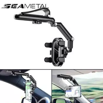 Автомобильный держатель для телефона SEAMETAL, солнцезащитный козырек, 3 шарнира, вращающееся на 360 градусов крепление для телефона, универсальное навигационное крепление для подставки для смартфона 4-7 дюймов чёрный