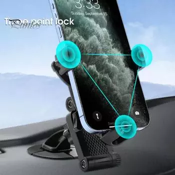 Автомобильный держатель для телефона, телескопический, с вращением на 360 градусов, крепление на присоске, автомобильная приборная панель, подставка для мобильного телефона, GPS-кронштейн для автомобиля чёрный