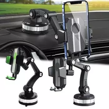 Автомобильный держатель для телефона, выдвижная подставка с одной кнопкой, сильная присоска, универсальное крепление для телефона на приборную панель, лобовое стекло, окно чёрный