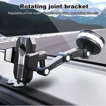 Автомобильный держатель для телефона, выдвижная подставка с одной кнопкой, сильная присоска, универсальное крепление для телефона на приборную панель, лобовое стекло, окно чёрный