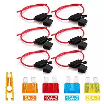 Автомобильный держатель предохранителя, 6 шт., водонепроницаемый автомобильный держатель предохранителя, держатель предохранителя для грузовика, стандартный держатель предохранителя с 8 шт., лопастные предохранители 2 X 5A 2 X 10A 2 X 15A 2 X 22x19x4cm