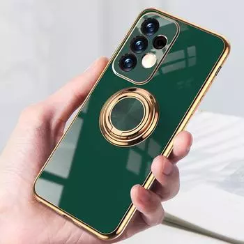 Автомобильный держатель с кольцом, силиконовый чехол для Samsung Galaxy A03 A13 A33 A53 A73 A22 A32 A42 A52 A52S A72 Quantum 2, роскошный чехол для телефона For Samsung A03 темно-зеленого
