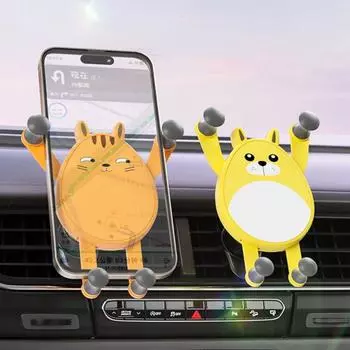 Автомобильный держатель телефона, четырехточечный с вращающейся гравитационной окантовкой, вентиляционное отверстие на 360 градусов, безопасное воздушное амортизирующее автоматическое крепление для телефона жёлтый