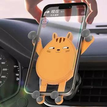 Автомобильный держатель телефона Гравитационный с четырехточечным вращением на 360 градусов Безопасное вентиляционное отверстие Автоматическое амортизирующее воздействие жёлтый