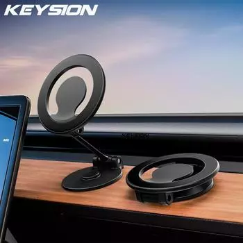 Автомобильный держатель телефона KEYSION Magsafe для транспортных средств, растягивающийся складной магнитный держатель для сотового телефона для iPhone 16 15 14 13 12 Pro Max чёрный