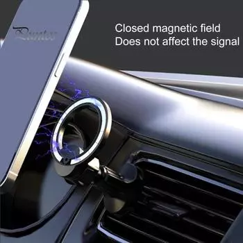 Автомобильный держатель телефона Магнитный вращающийся на 360 градусов регулируемый угол Компактная стабильная навигация Универсальная круглая воздуховыпускная подставка для мобильного телефона чёрный