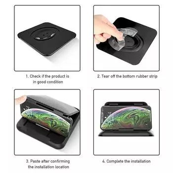 Автомобильный держатель телефона, универсальный держатель телефона на приборной панели для автомобиля, противоскользящая силиконовая присоска, регулируемая поддержка смартфона чёрный