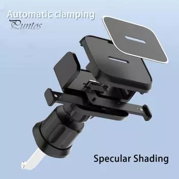 Автомобильный держатель телефона Вращение на 360 градусов Крепление вентиляционного отверстия Простая установка Противоударный автоматический зажим Поддержка телефона Легкий автомобильный вентиляционный телефон чёрный