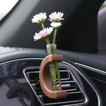 Автомобильный держатель вазы для цветов, украшения, автомобильная цветочная аранжировка, деревянная автомобильная ваза, вентиляционный зажим, декор для приборной панели, уникальный автомобильный аксессуар A