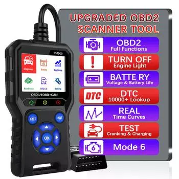 Автомобильный диагностический инструмент Многоязычный считыватель кодов ODB2 Проверка системы двигателя YM509 Сканер OBD 2 Сканер OBD2 Стирание кодов ошибок оранжевый