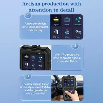 Автомобильный диагностический инструмент Многоязычный считыватель кодов OBD2 Считыватель кодов YM519 Тестер аккумулятора системы проверки двигателя Сканер кодов неисправностей