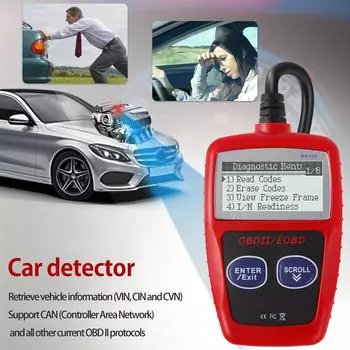 Автомобильный диагностический сканер OBDII/E-OBD: Считывание кодов, стирание кодов, просмотр стоп-кадра, готовность I/M и многое другое красный
