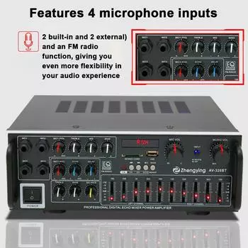 Автомобильный домашний кинотеатр, стереоусилитель мощности, 2-канальный приемник BT или усилитель, эквалайзер 12 В 220 В EU Plug чёрный