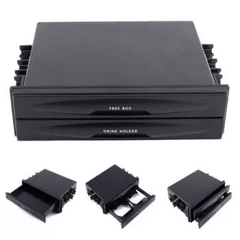 Автомобильный двойной Din Dash Trim Радио Карманный держатель для напитков Коробка для хранения Контейнер чёрный
